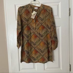 Womens Silk  Long Sleeve Blouse Size Small